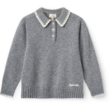 COPENHAGEN COLORS Grey Melange Comb. Cashmere Bluse M/ Krave & Tæppe Stitch