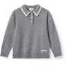 COPENHAGEN COLORS Grey Melange Comb. Cashmere Bluse M/ Krave & Tæppe Stitch