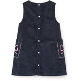 COPENHAGEN COLORS Navy Corduroy Kjole M/ Embroidery