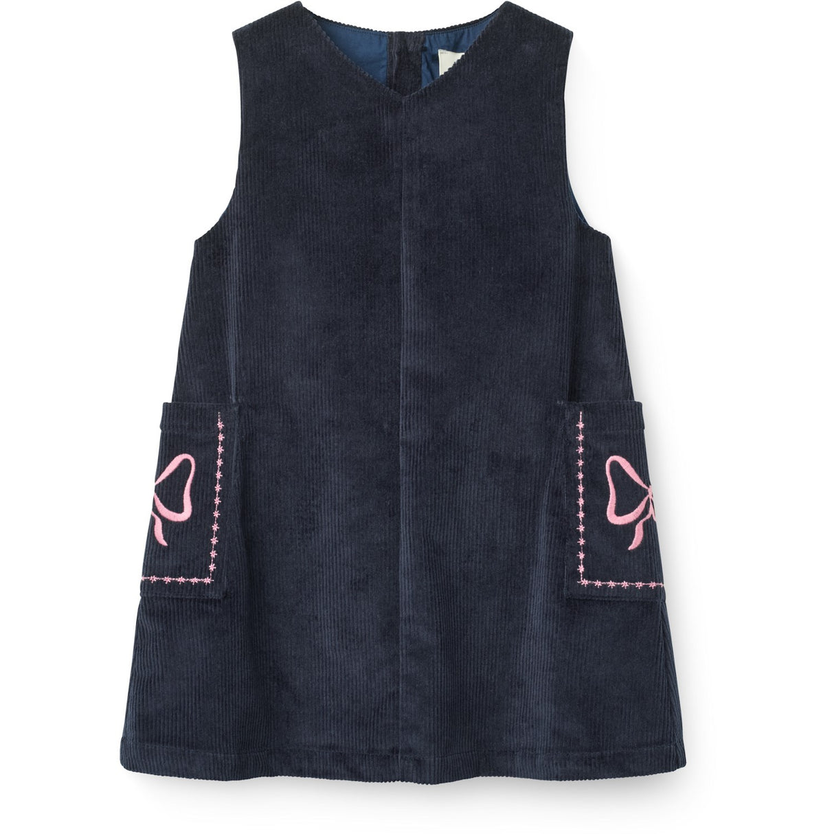 COPENHAGEN COLORS Navy Corduroy Kjole M/ Embroidery