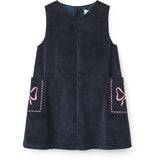 COPENHAGEN COLORS Navy Corduroy Kjole M/ Embroidery