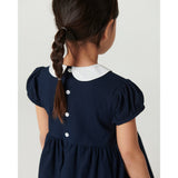 COPENHAGEN COLORS Navy Comb. Kjole M/ Handmade Smock Embroidery