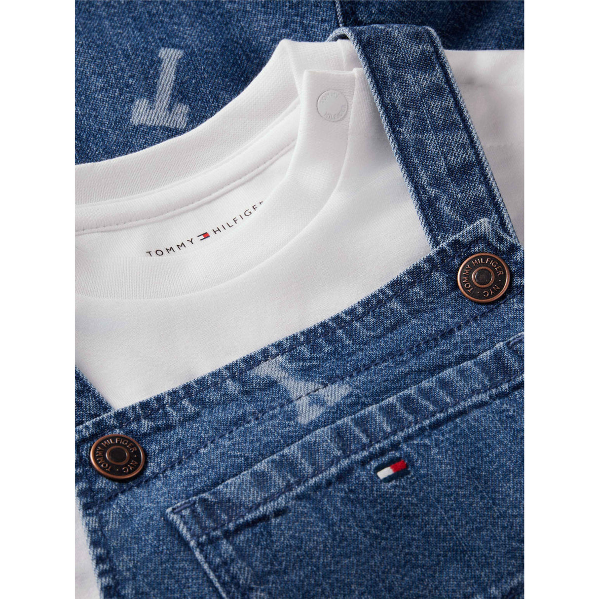 Tommy Hilfiger Denim Medium 01-Blue Denim Dungaree Sæt