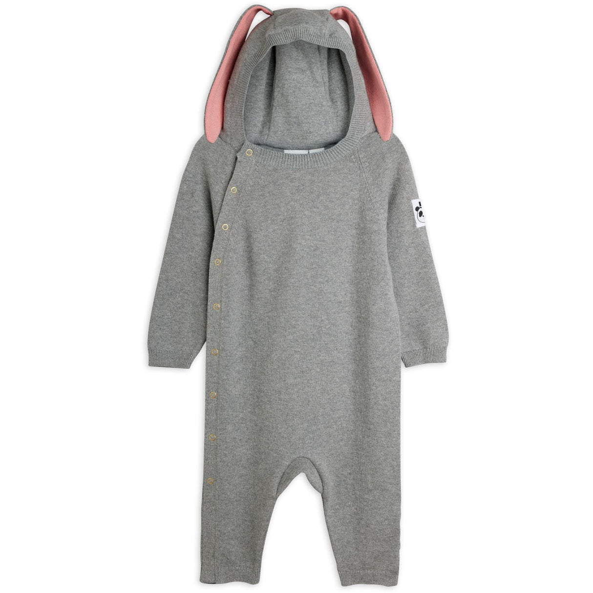 Mini Rodini Grey Melange Rabbit Ear Fine Strik Baby Buksedragt