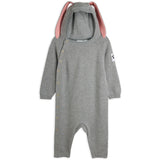 Mini Rodini Grey Melange Rabbit Ear Fine Strik Baby Buksedragt