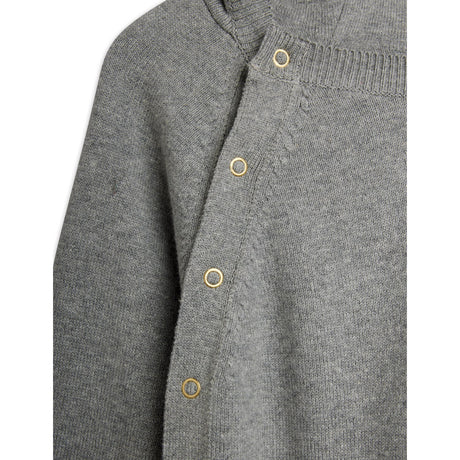 Mini Rodini Grey Melange Rabbit Ear Fine Strik Baby Buksedragt