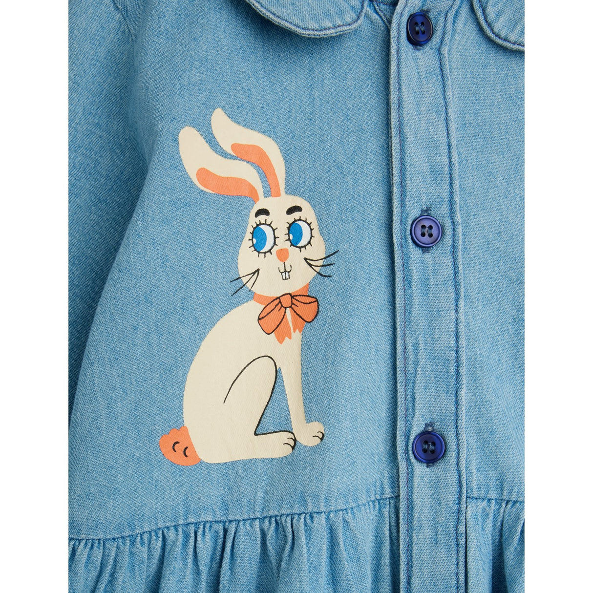 Mini Rodini Blue Lw Denim Rabbit Sp Woven Kjole