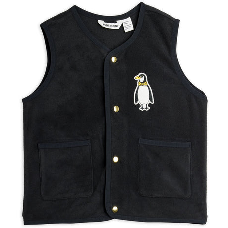 Mini Rodini Black Penguin Patch Microfleece Vest