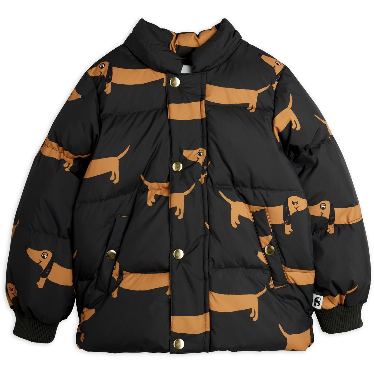 Mini Rodini Black Dog AOP Hooded Puffer