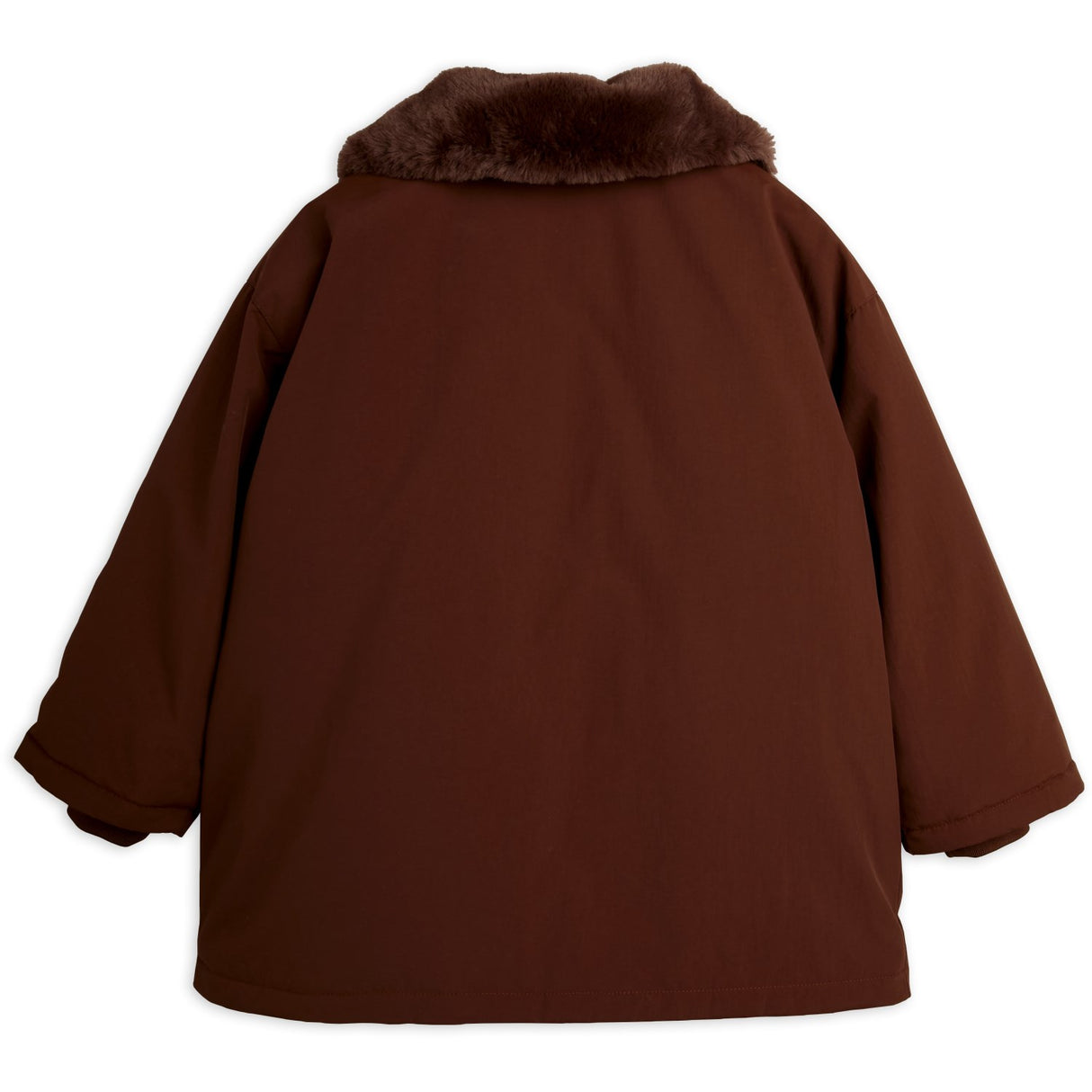 Mini Rodini Brown Vatteret Nylon Parka Med Faux Pels Krave