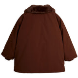 Mini Rodini Brown Vatteret Nylon Parka Med Faux Pels Krave