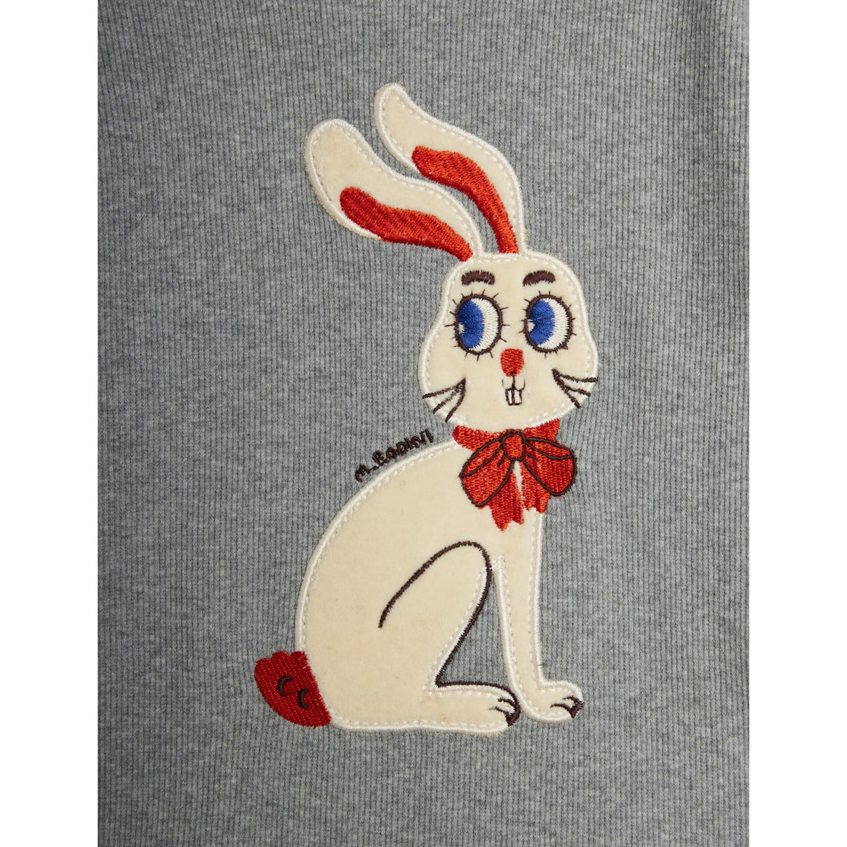 Mini Rodini Grey Melange Rabbit Application Ls Top