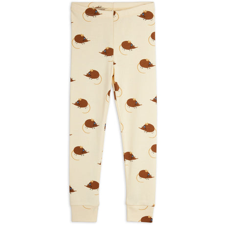 Mini Rodini Beige Elephant Shrew AOP Leggings