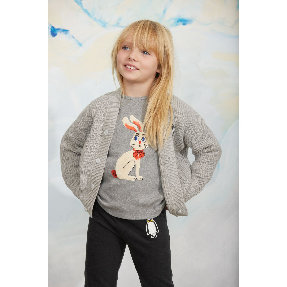Mini Rodini Black Penguin Patch Microfleece Trousers