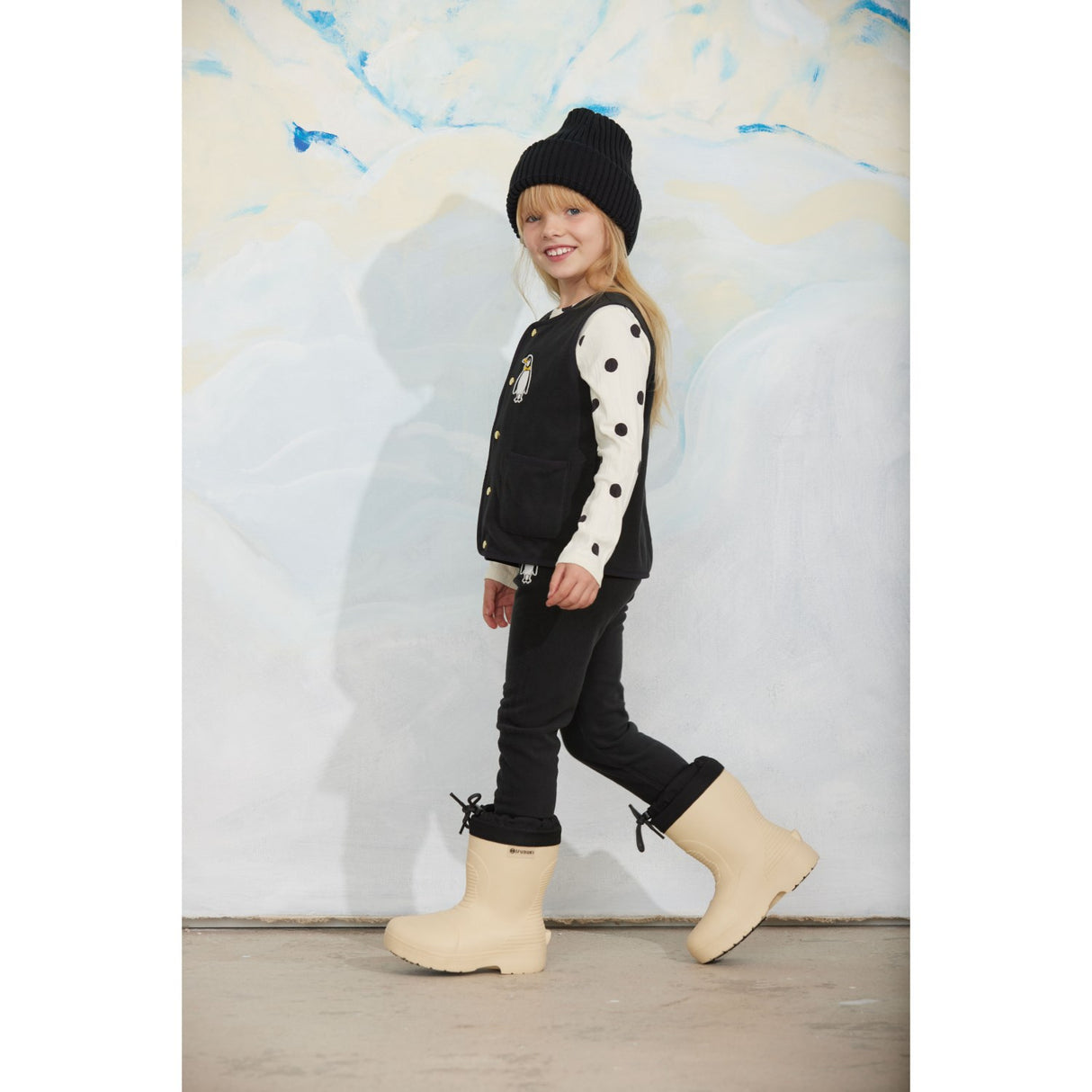Mini Rodini Black Penguin Patch Microfleece Vest