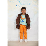 Mini Rodini Brown Vatteret Nylon Parka Med Faux Pels Krave