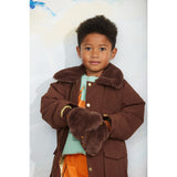 Mini Rodini Brown Vatteret Nylon Parka Med Faux Pels Krave