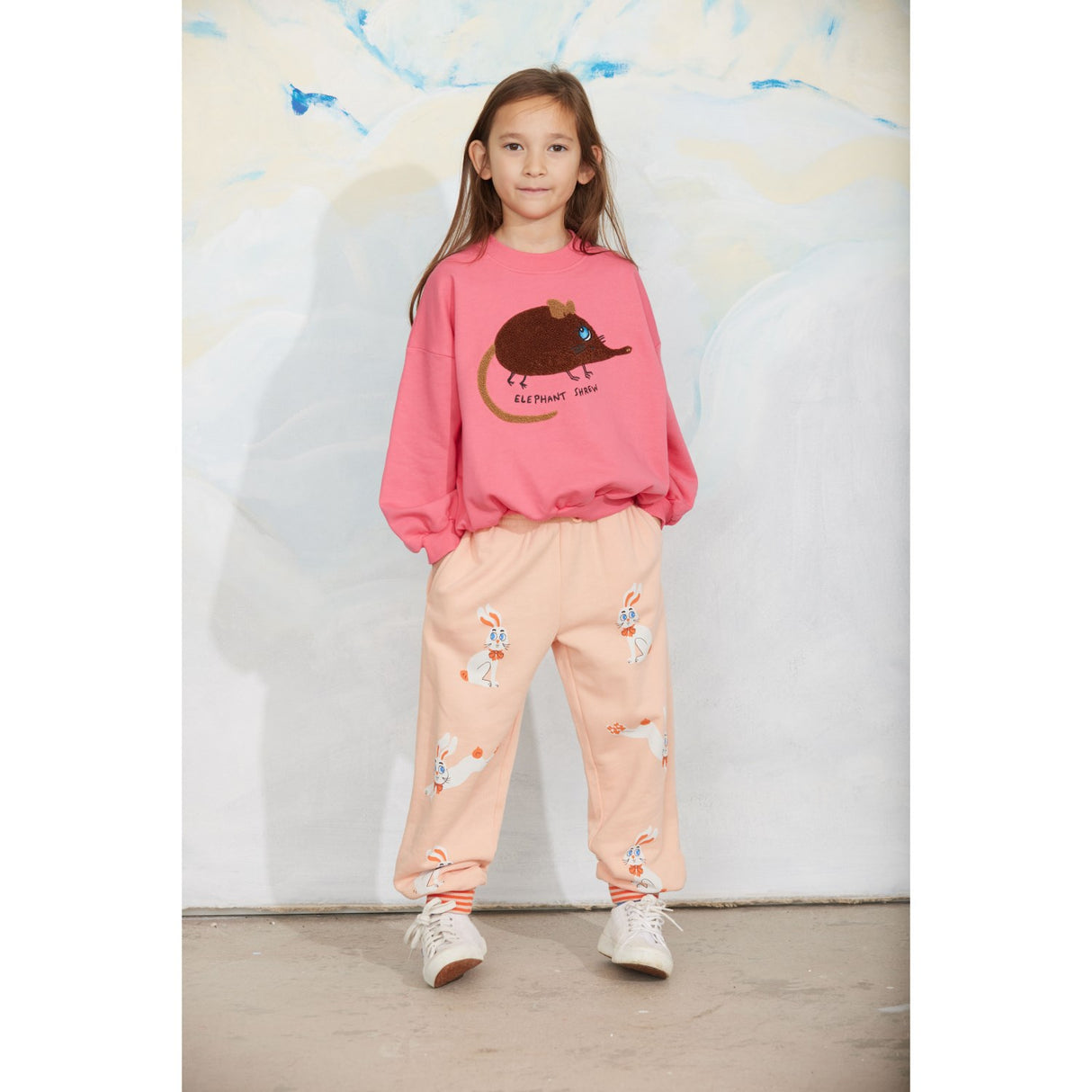 Mini Rodini Pink Elephant Shrew Chenille Sweatshirt