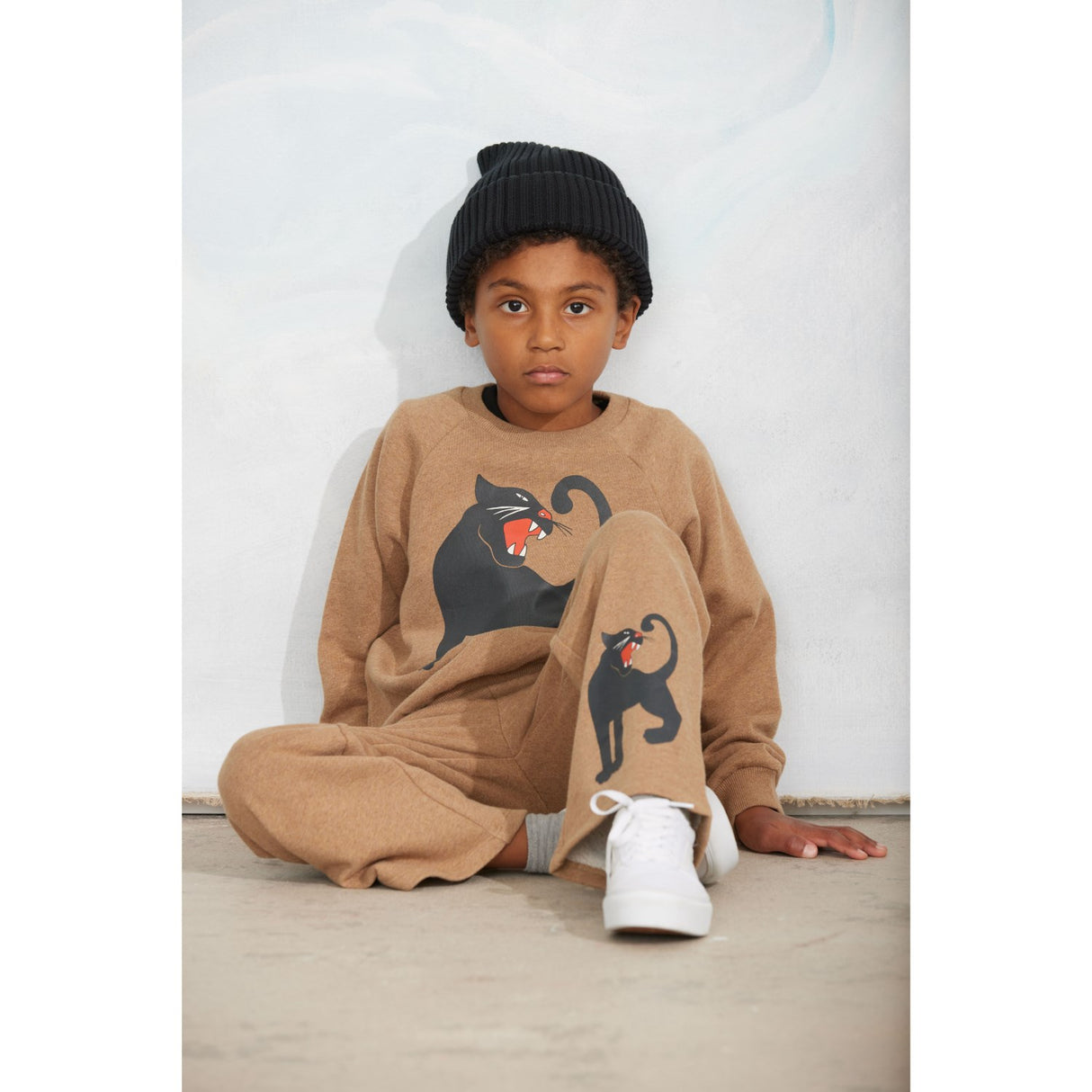 Mini Rodini Brown Panther Sp Melange Sweatpants