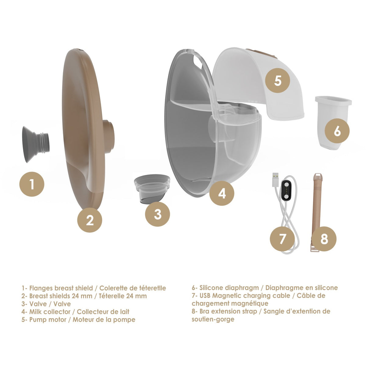 bblüv White/Beige Portable Elektrisk Dobbelt Breast Pump Med Heating