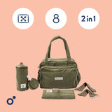 Doomoo Corduroy Khaki Diaper Taske Med 8 Tilbehør