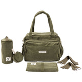 Doomoo Corduroy Khaki Diaper Taske Med 8 Tilbehør