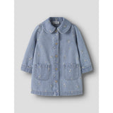 Name It Light Blue Denim Flower Emb Nmfpiper Ls Dnm Kjole 3614-Za