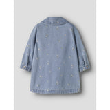 Name It Light Blue Denim Flower Emb Nmfpiper Ls Dnm Kjole 3614-Za