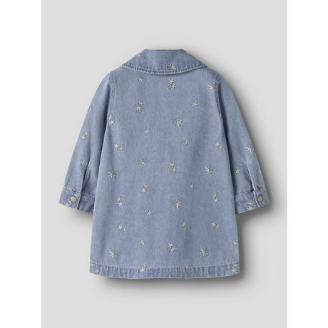 Name It Light Blue Denim Flower Emb Nmfpiper Ls Dnm Kjole 3614-Za