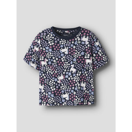 Name It Navy Blazer Unicorn Flowers Nmfvelda Ss Nreg Top