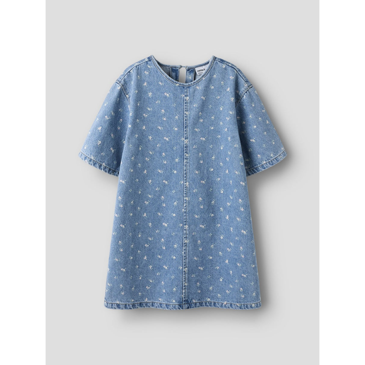 Name It Light Blue Denim Flower Aop Nkfpsilla Dnm Aop Ss Kjole 2121-Im