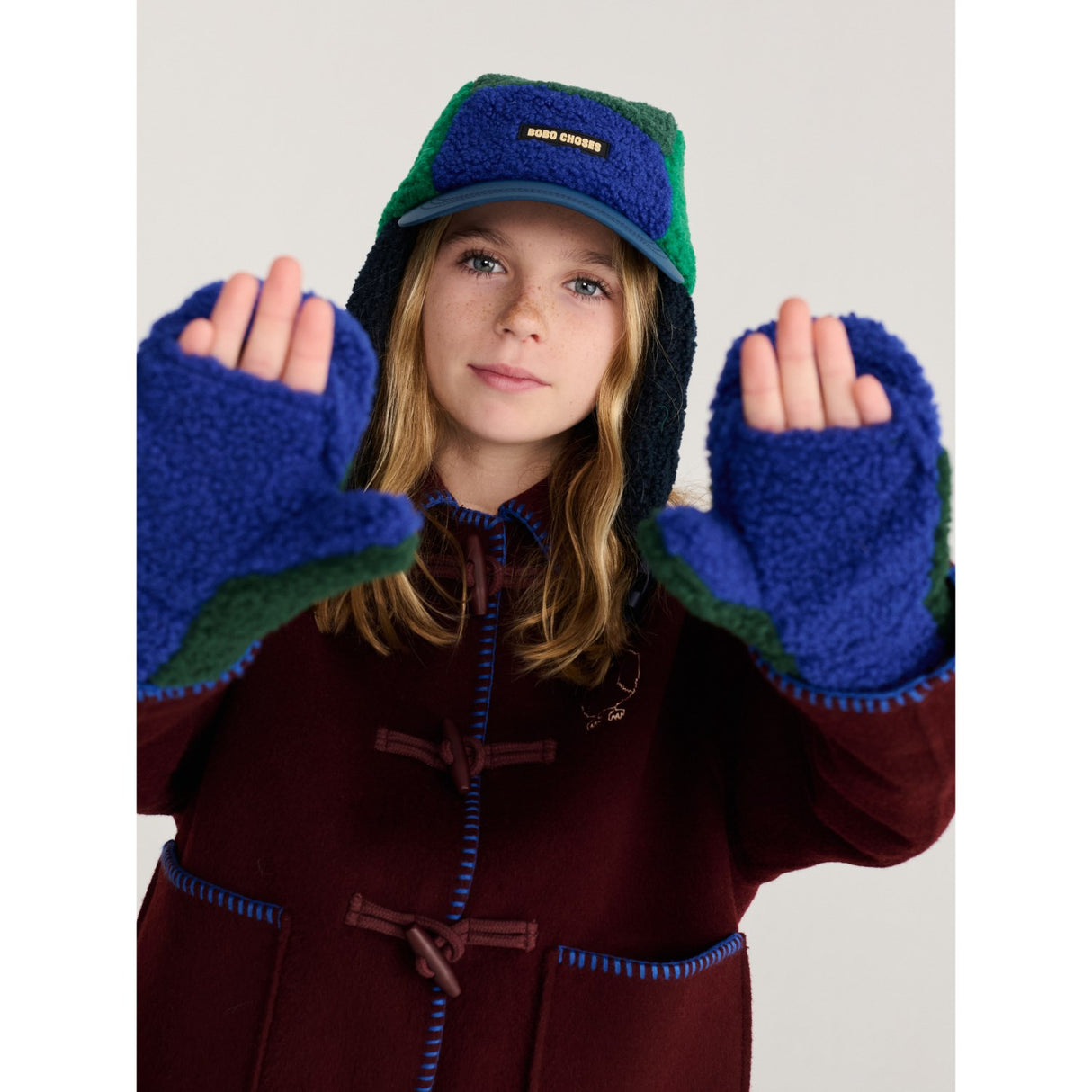 Bobo Choses Dark Green Farve Block Sheepskin Vanter