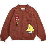 Bobo Choses Dark Brown Mush Monster Duo Zipped Cardigan