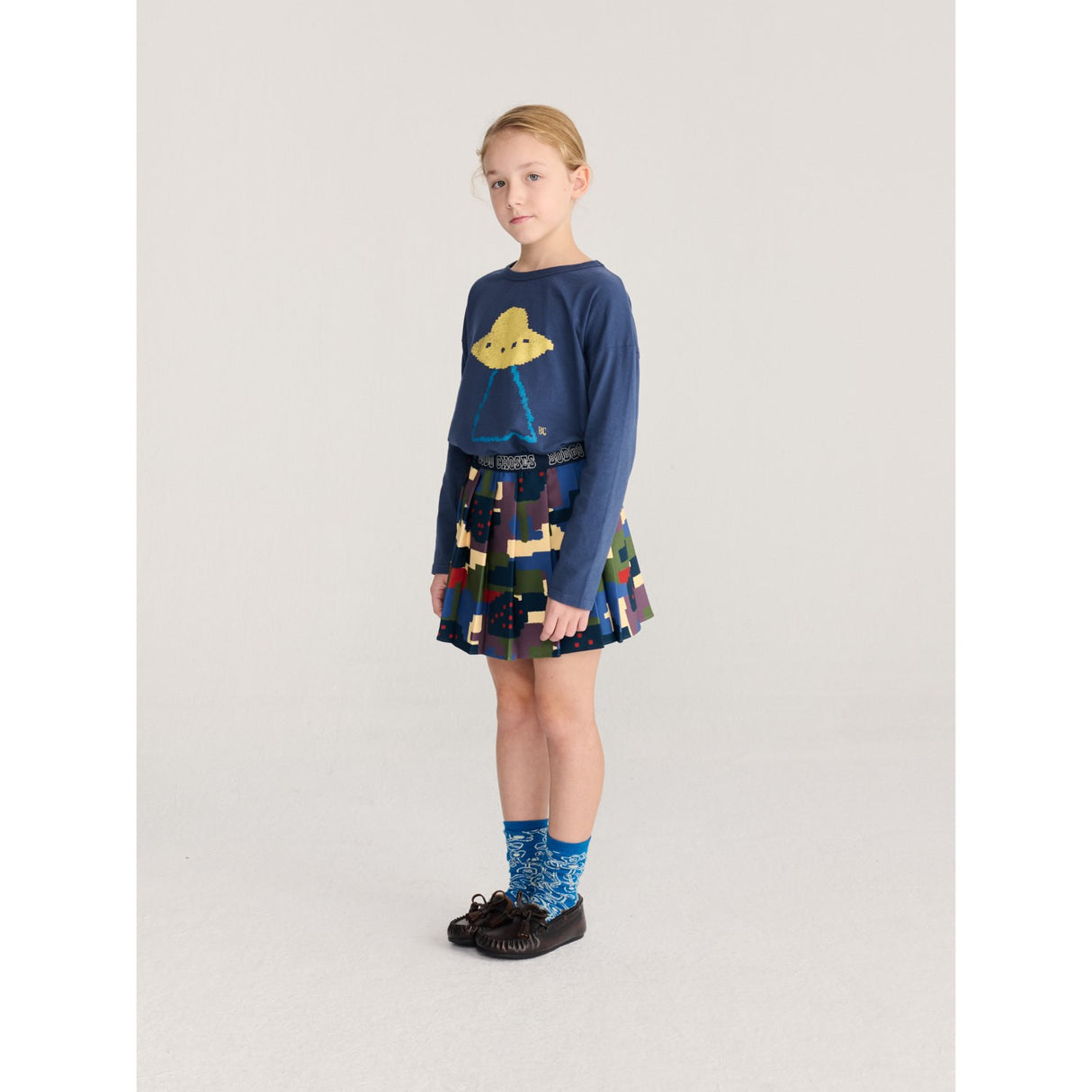 Bobo Choses Navy Blue Pixel Abduction LS T-Shirt
