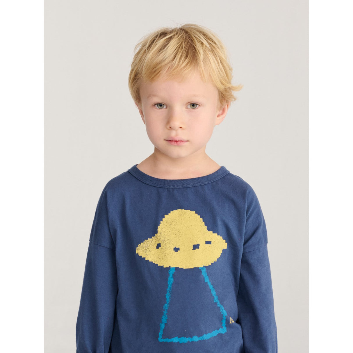 Bobo Choses Navy Blue Pixel Abduction LS T-Shirt
