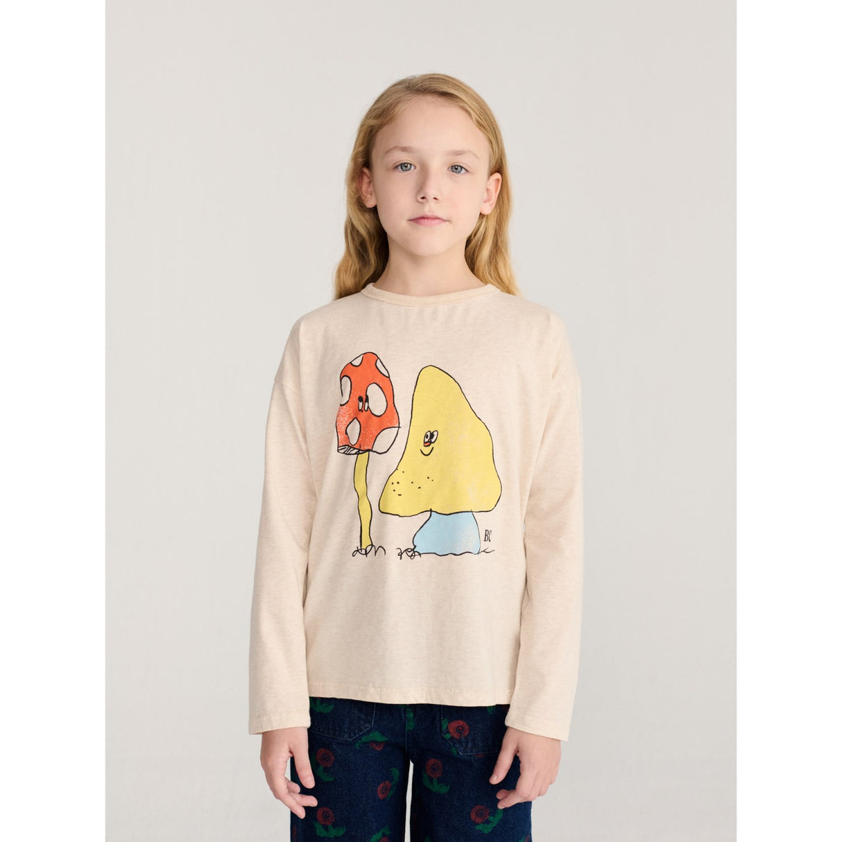 Bobo Choses Beige Mush Monster Duo LS T-Shirt