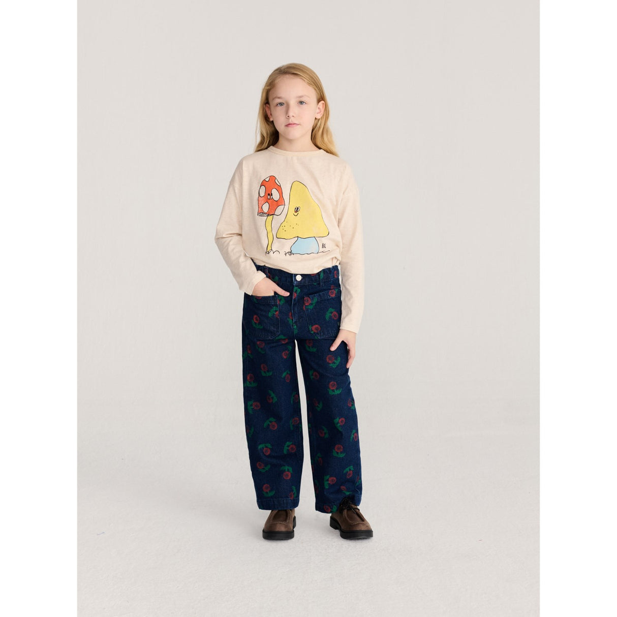 Bobo Choses Beige Mush Monster Duo LS T-Shirt