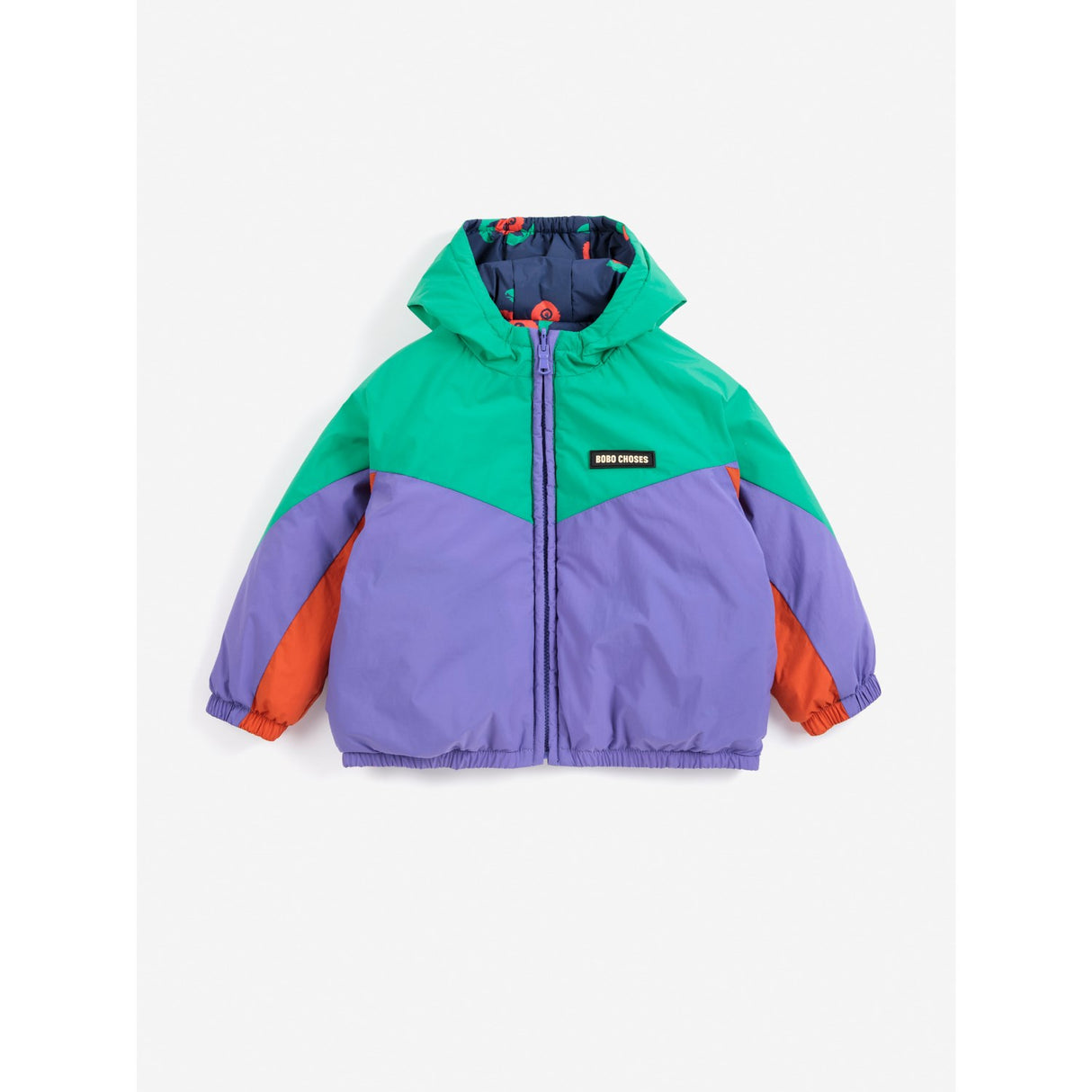 Bobo Choses Navy Blue Stamp Bloom All Over Vendbar Anorak