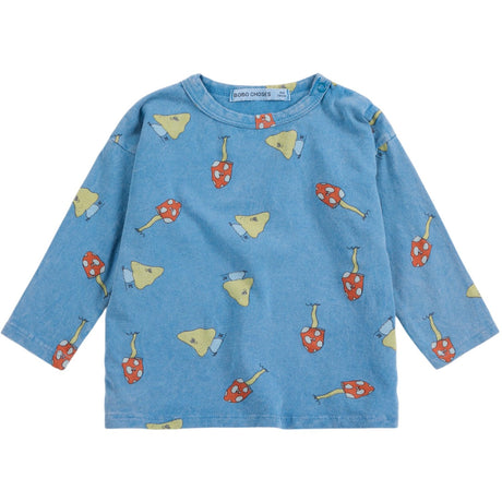 Bobo Choses Blue Mush Monster Duo All Over LS T-Shirt