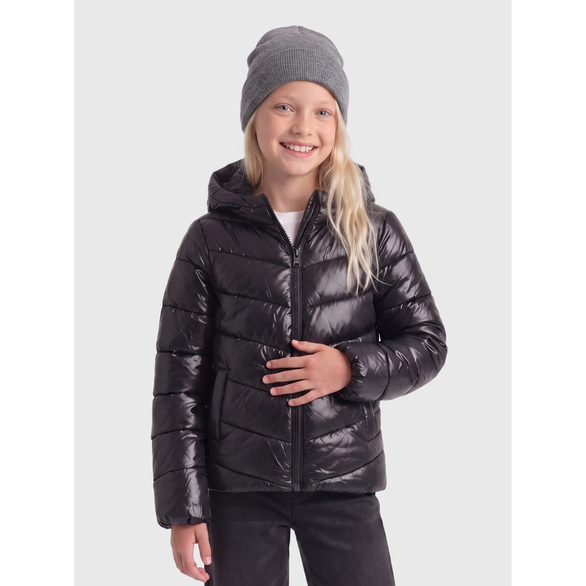 kids ONLY Black Kogkajsa Lys Quilt Hætte Jkt Otw Noos