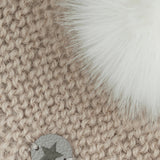 Huttelihut Off-White Bonnet Uld Strik Alpaca Pompom