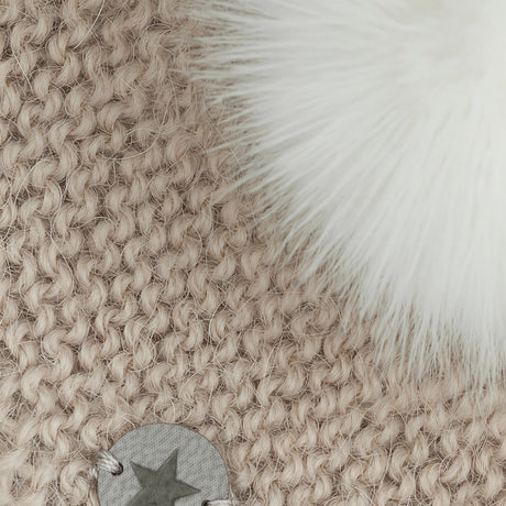 Huttelihut Off-White Bonnet Uld Strik Alpaca Pompom