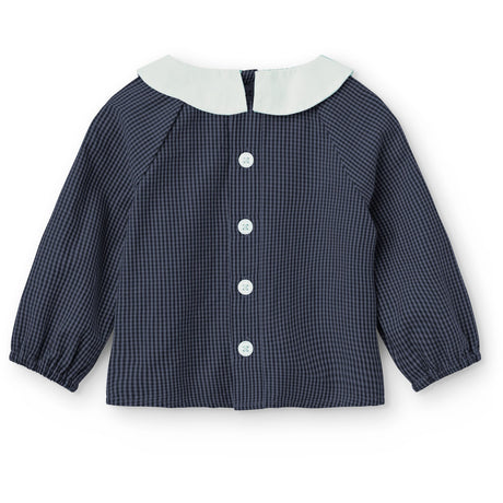 COPENHAGEN COLORS Brown Blue Check Comb. Checkered Baby Sæt M/ Bluse M/ Krave & Bukser