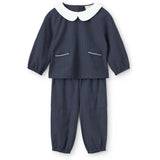 COPENHAGEN COLORS Brown Blue Check Comb. Checkered Baby Sæt M/ Bluse M/ Krave & Bukser