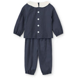 COPENHAGEN COLORS Brown Blue Check Comb. Checkered Baby Sæt M/ Bluse M/ Krave & Bukser