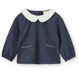 COPENHAGEN COLORS Brown Blue Check Comb. Checkered Baby Sæt M/ Bluse M/ Krave & Bukser