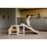 Duck Woodworks Natural Foldbar EC Køkken Læringstårn Med Rutsjebane