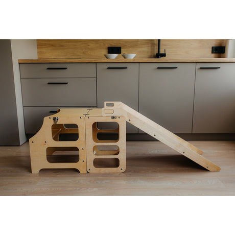 Duck Woodworks Natural Foldbar EC Køkken Læringstårn Med Rutsjebane