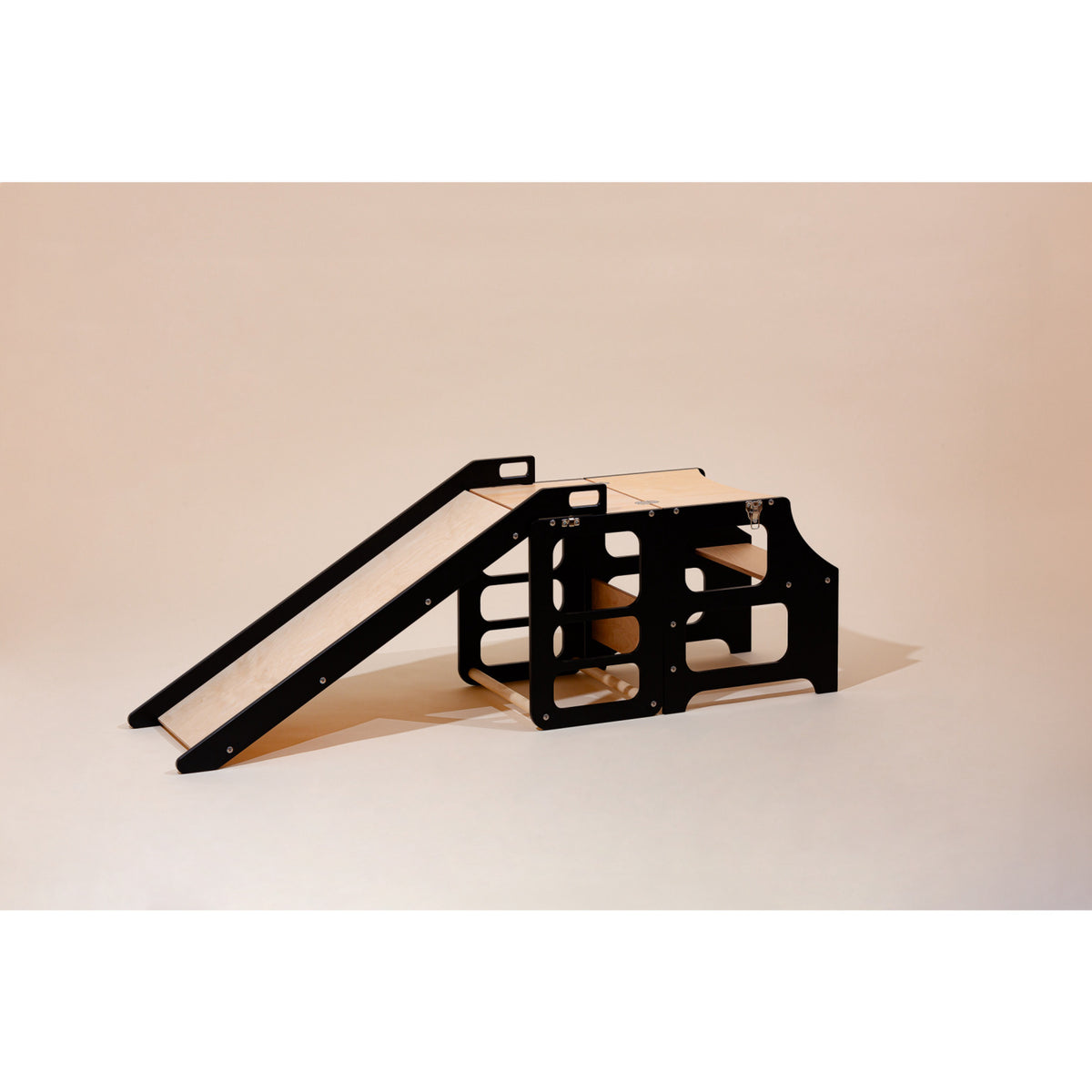 Duck Woodworks Black Foldbar EC Køkken Læringstårn Med Rutsjebane