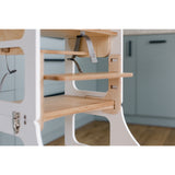 Duck Woodworks White Foldbar EC Køkken LæringstårnMed Højstol Addon Sæt